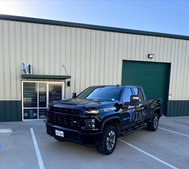 A Titan Comfort Solutions truck outside the Tomball shop